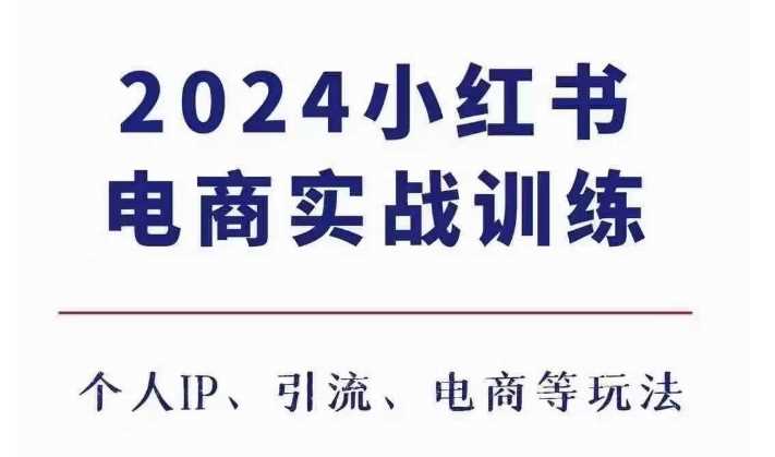 2024小红书电商3.0实战训练，包含个人IP、引流、电商等玩法树藤网-专注分享网络创业项目落地实操课程 – 全网首发_高质量创业项目输出好项目网