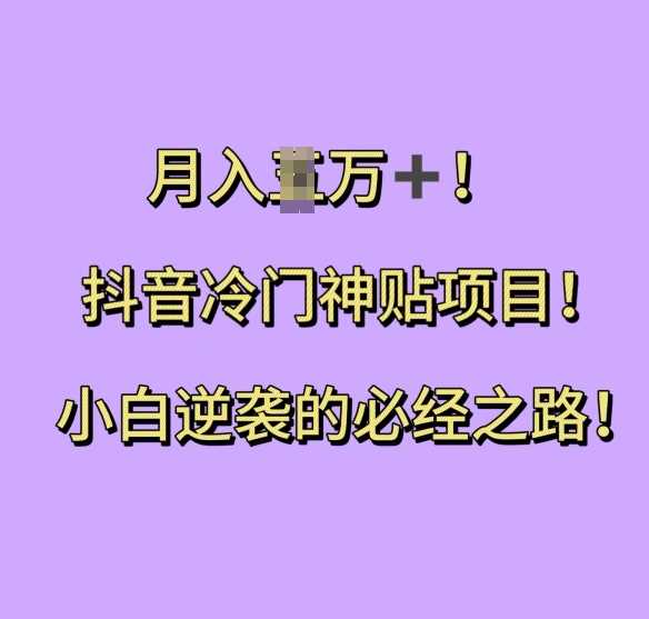 抖音冷门神贴项目，小白逆袭的必经之路，月入过W【揭秘】树藤网-专注分享网络创业项目落地实操课程 – 全网首发_高质量创业项目输出好项目网