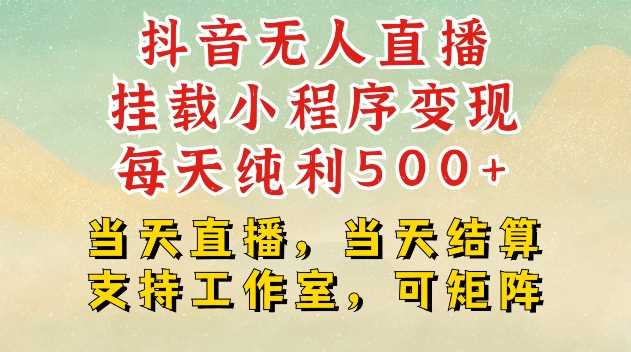 抖音无人直播挂载小程序变现每天纯利500+当天直播，当天结算支持工作室，可矩阵【揭秘】树藤网-专注分享网络创业项目落地实操课程 – 全网首发_高质量创业项目输出好项目网