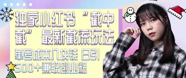 最新小红书截流玩法 独家截中截 单号成本几块钱 日引500+CY粉JZ粉树藤网-专注分享网络创业项目落地实操课程 – 全网首发_高质量创业项目输出好项目网